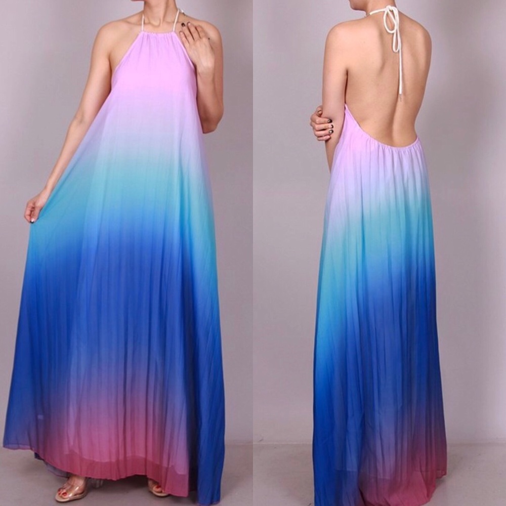 LAST ONE!!  PRICE FIRM Halter backless Ombré maxi - Picture 4 of 5